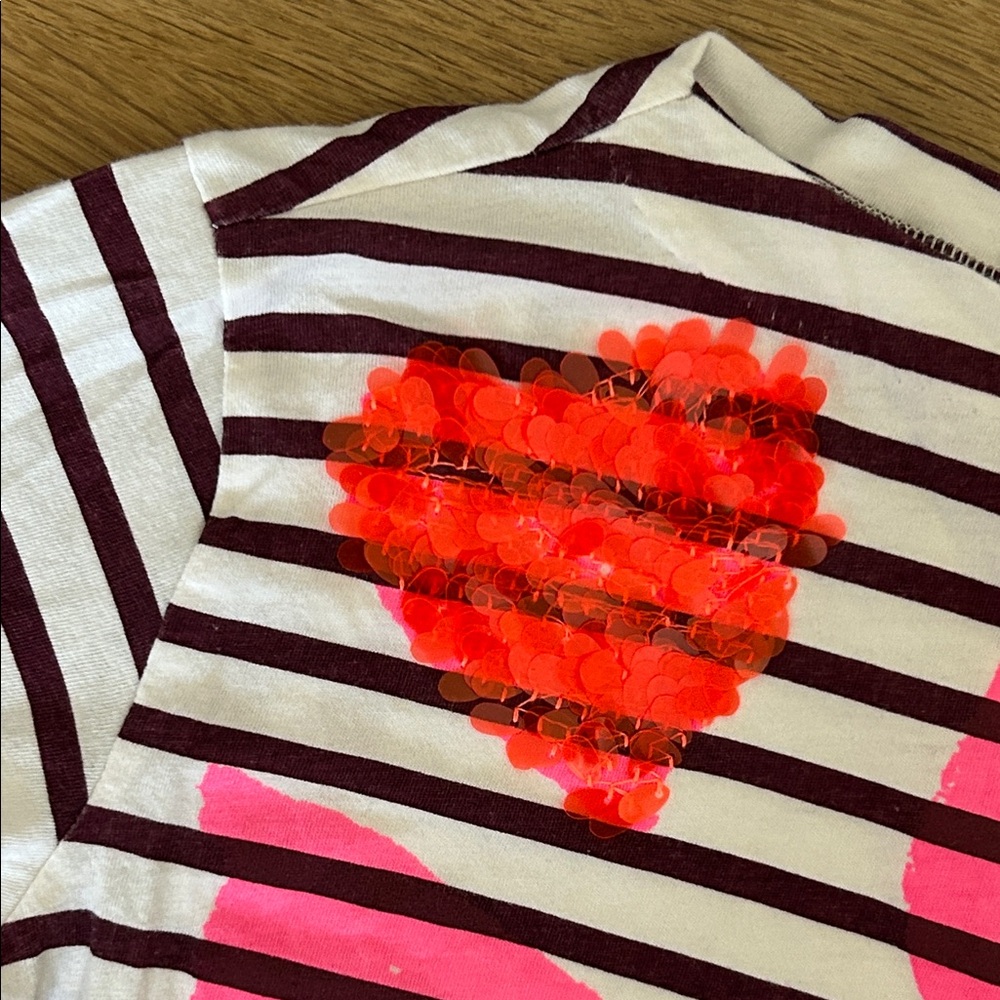 CrewCuts Striped Long Sleeve Shirt with Pink and Red Hearts 8 - Picture 4 of 7